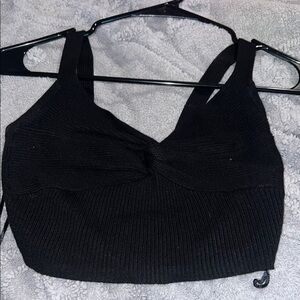 Black Ribbed Crop Top
